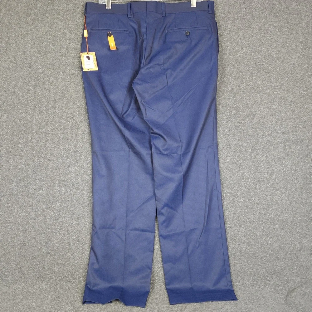 TALLIA Slim Fit Dress Pants Navy Blue Herringbone Mens Size 34W x 30L NEW‎